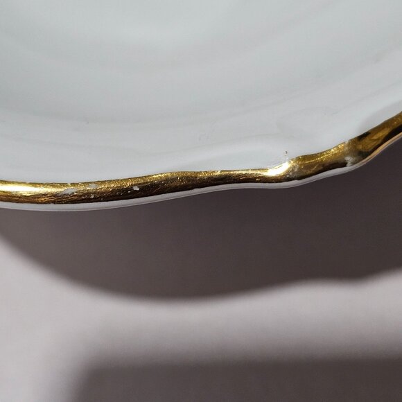 Schaller Bavaria Regency Oval Bowl 9.5" scallop edge gold trim 50s West Germany - Picture 5 of 9